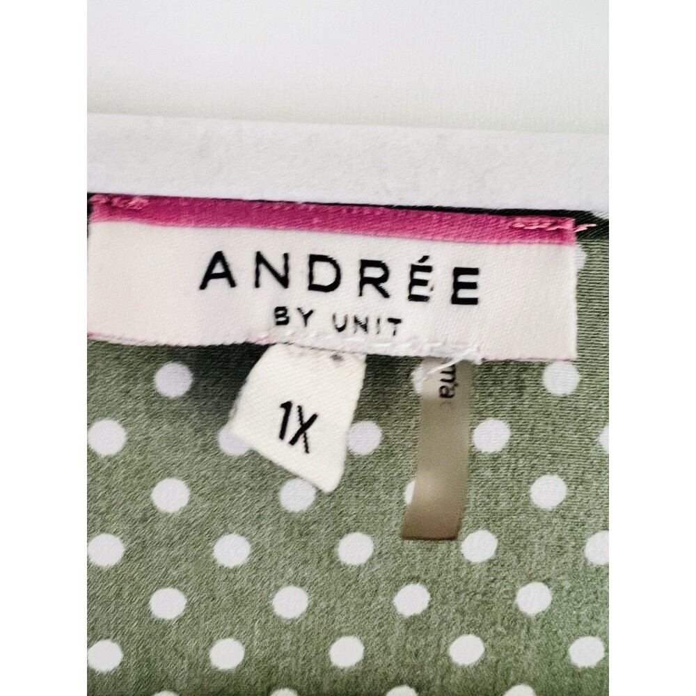 Andree By Unit Green Polka Dot Aztec Southwest Boho Flutter Sleeve Dress Plus 1X - Picture 7 of 8